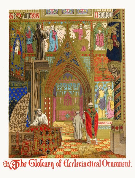 Various Examples of Church Furniture and Decoration  by Augustus Pugin - Hand-Painted Oil Painting Reproduction