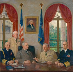Truman and his Military Advisors by Augustus Vincent Tack Oil Painting