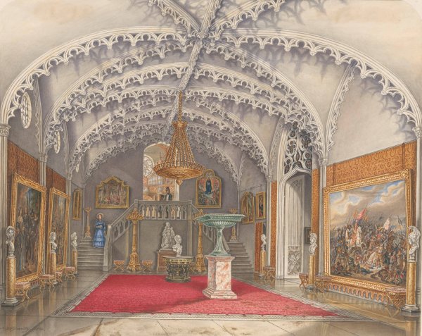 Marmeren voorhal bij de Gotische Zaal, paleis Kneuterdijk, Den Haag  by Augustus Wijnantz - Hand-Painted Oil Painting Reproduction