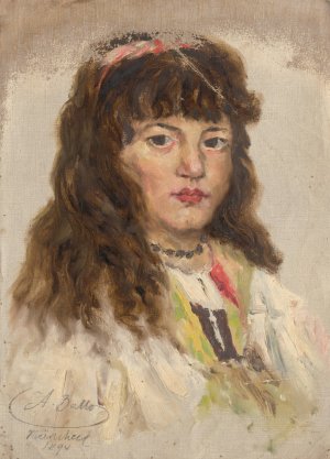 Head Study of Woman with Long Hair by Aurel Ballo Oil Painting