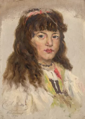 Head Study of Woman with Long Hair by Aurel Ballo Oil Painting