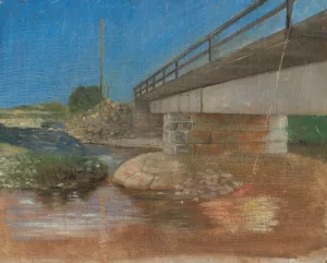 Sketch Of A Landscape With A Bridge by Aurel Ballo Oil Painting