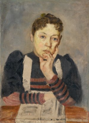 Study of a woman with a supported hand by Aurel Ballo Oil Painting