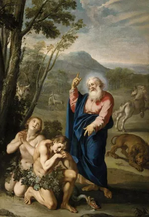 Expulsion of Adam and Eve painting by Aureliano Milani