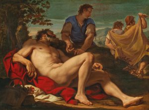 The Drunkenness of Noah by Aureliano Milani Oil Painting
