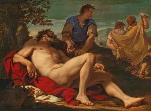 The Drunkenness of Noah by Aureliano Milani Oil Painting