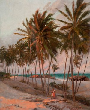 Beach in Fortaleza by Aurelio Figueiredo Oil Painting