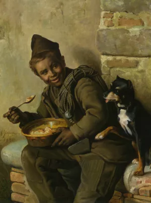 Meal Time for the Chimney Sweep by Aurelio Zingoni - Oil Painting Reproduction