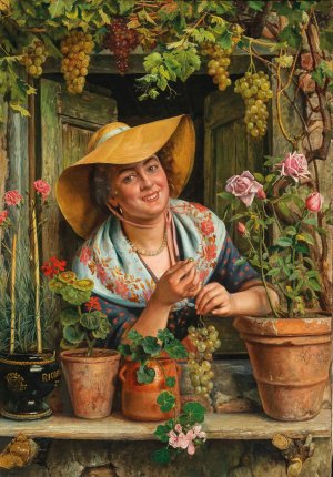 The Sweet Grapes by Aurelio Zingoni Oil Painting
