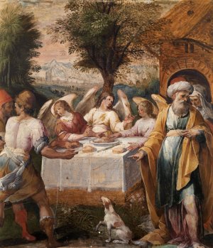 Abraham And The Three Angels by Avanzino Nucci Oil Painting