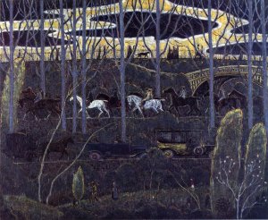 Procession by Axel Johansen Oil Painting