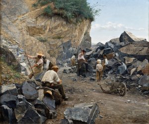 In the Quarry. Motif from Switzerland by Axel Jungstedt Oil Painting