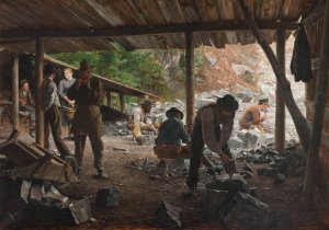 Stone Workers by Axel Jungstedt Oil Painting