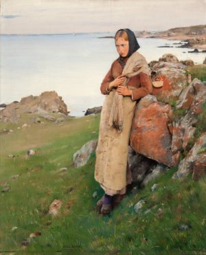 Fishergirl from Skane by Axel Kulle Oil Painting