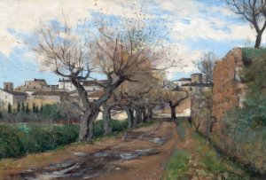 A Street in Frejus Oil painting by Axel Lindman
