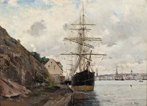 Sea Approach to Stockholm by Axel Lindman Oil Painting