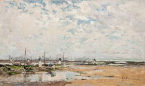 The Beach at Villerville, Normandy by Axel Lindman Oil Painting