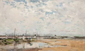 The Beach at Villerville, Normandy by Axel Lindman Oil Painting