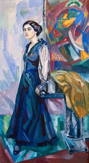 Portrait of Mrs. Carin Ostberg by Axel Torneman Oil Painting