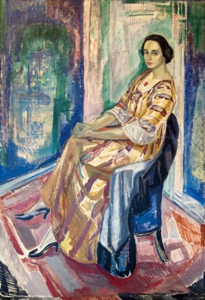 Portrait of Mrs. Signe Henschen by Axel Torneman Oil Painting