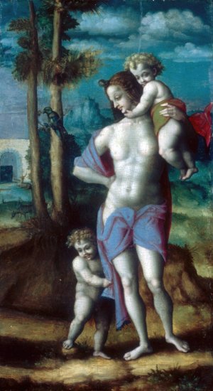 Eve with Cain and Abel by Bacchiacca Oil Painting