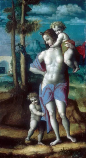 Eve with Cain and Abel by Bacchiacca Oil Painting