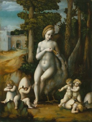 Leda and the Swan by Bacchiacca Oil Painting