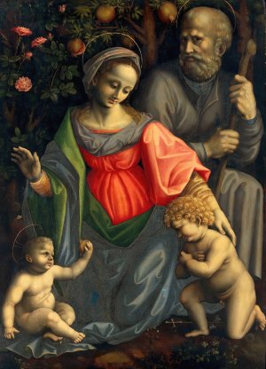 Madonna and Child with Saint Joseph and Infant Saint John by Bacchiacca Oil Painting