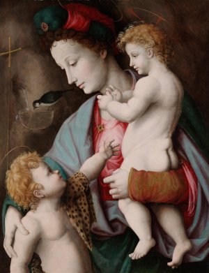 Madonna and Child with St. John the Baptist by Bacchiacca Oil Painting