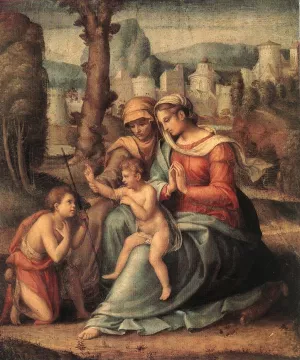Madonna with Child, St Elisabeth and the Infant St John the Baptist painting by Bacchiacca