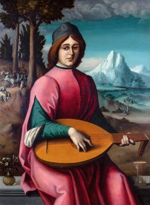 Portrait of a Young Lute Player by Bacchiacca Oil Painting