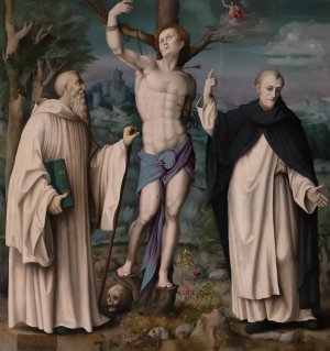 San sebastiano tra i ss. romualdo e vincenzo ferrer by Bacchiacca Oil Painting