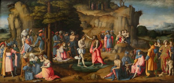 The Baptism of Christ  by Bacchiacca - Hand-Painted Oil Painting Reproduction