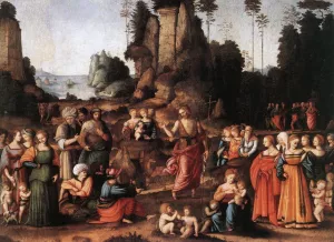 The Preaching of Saint John the Baptist by Bacchiacca Oil Painting