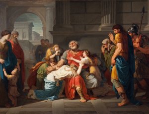 The Blind Oedipus Commending his Children to the Gods by Benigne Gagneraux Oil Painting