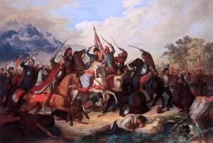 Scene from the War against the Turks by Balint Kiss Oil Painting