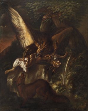 An Eagle and its Pray by Baldassarre De Caro Oil Painting