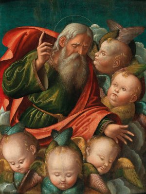 God the father surrounded by Angels by Baldassarre Di Matteo Carrari Oil Painting