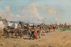 The Country Fair by Baldomer Galofre I Gimenez Oil Painting