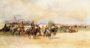 Men with Horses by Baldomero Galofre y Gimemez - Oil Painting Reproduction