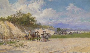 The Camp of Gypsies by Baldomero Galofre y Gimemez Oil Painting