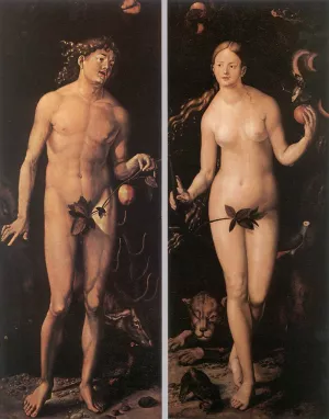 Adam and Eve Oil painting by Baldung Grien Hans