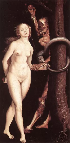 Eve, the Serpent, and Death by Baldung Grien Hans Oil Painting