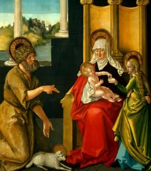Saint Anne with the Christ Child, the Virgin, and Saint John the Baptist by Baldung Grien Hans - Oil Painting Reproduction