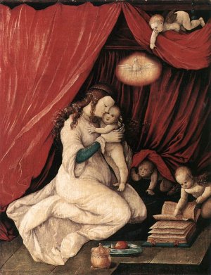 Virgin and Child in a Room Oil painting by Baldung Grien Hans