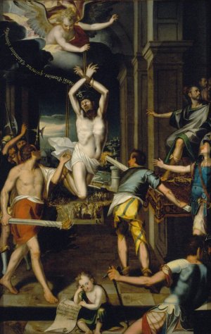 The Martyrdom of Saint Pontianus by Baltasar De Echave Orio Oil Painting