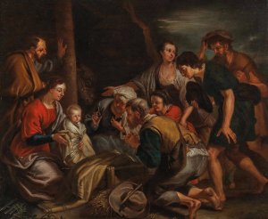 The Adoration of the Shepherds by Balthasar Beschey Oil Painting