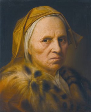 Portrait Of An Old Lady Wearing A Fur Trimmed Coat by Balthasar Denner Oil Painting