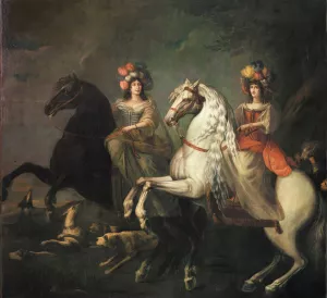 Portait of Caterina Insarda marquise of Caluso and Delibera Eleonora by Balthasar Matthyssens Oil Painting