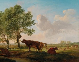 Cattle in the Meadow by Balthasar Paul Ommeganck Oil Painting